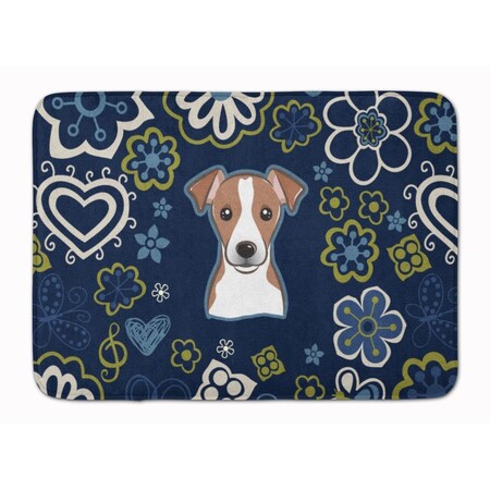 Carolines Treasures Blue Flowers Jack Russell Terrier Machine Washable Memory Foam Mat BB5111RUG
